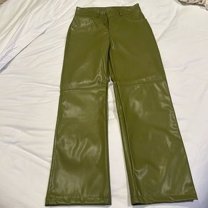 Green pleather pants